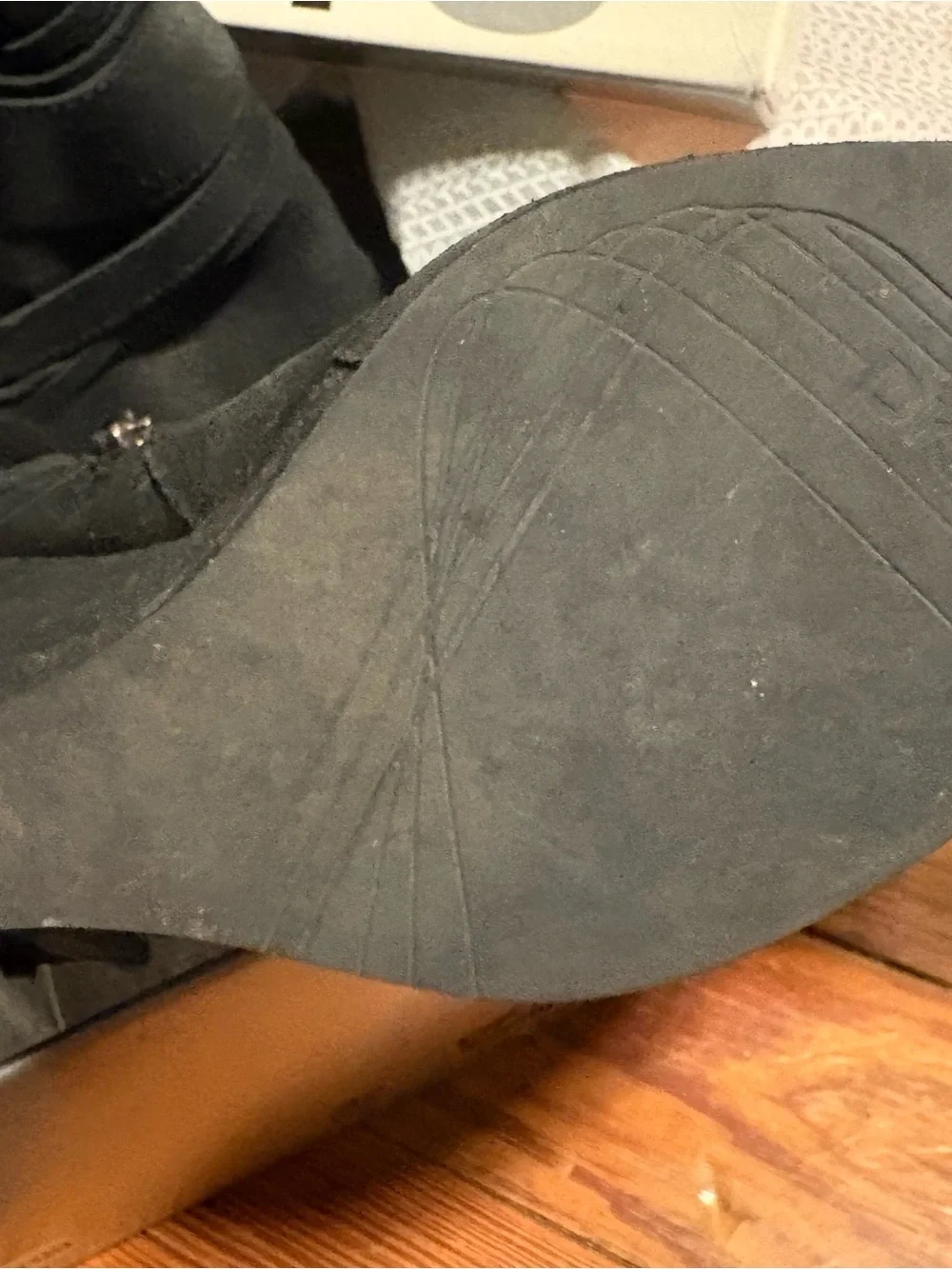 DKNYC Black Strappy Wedge Ankle Boots